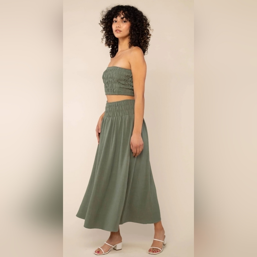 NLT Womens Green NWT Linen Midi Skirt Medium